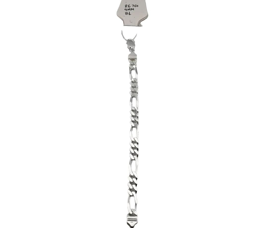 925 Sterling Silver Figaro Chain Bracelet – Classic Italian