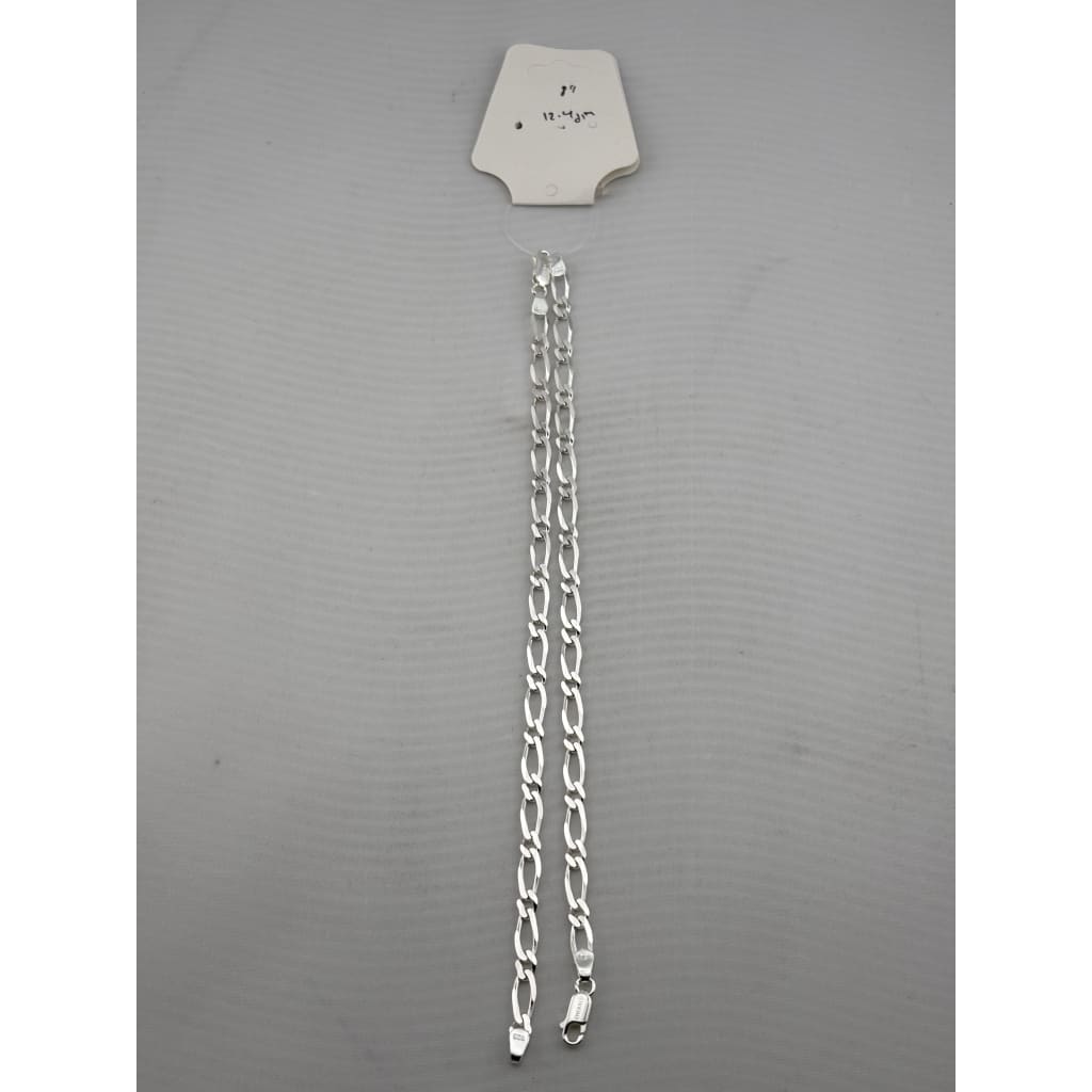 925 Sterling Silver Figaro Chain Bracelet – Slim Link | 8 Inches
