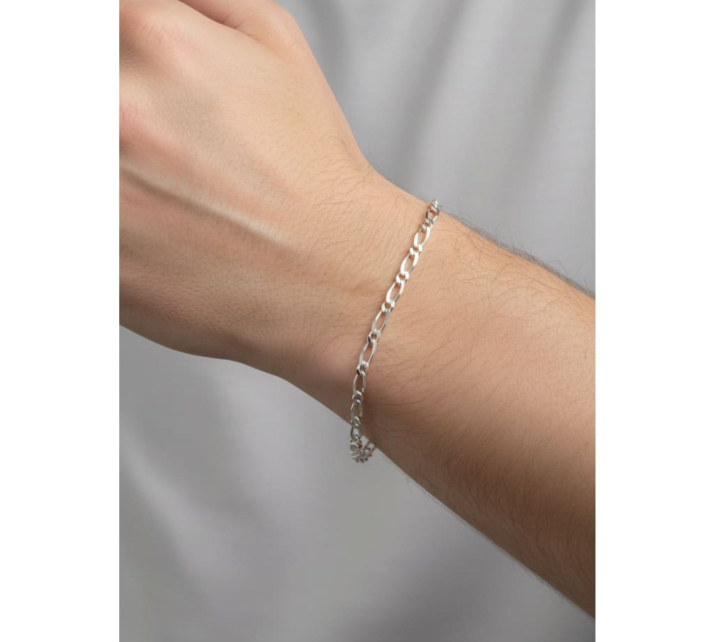 925 Sterling Silver Figaro Chain Bracelet – Slim Link | 8 Inches