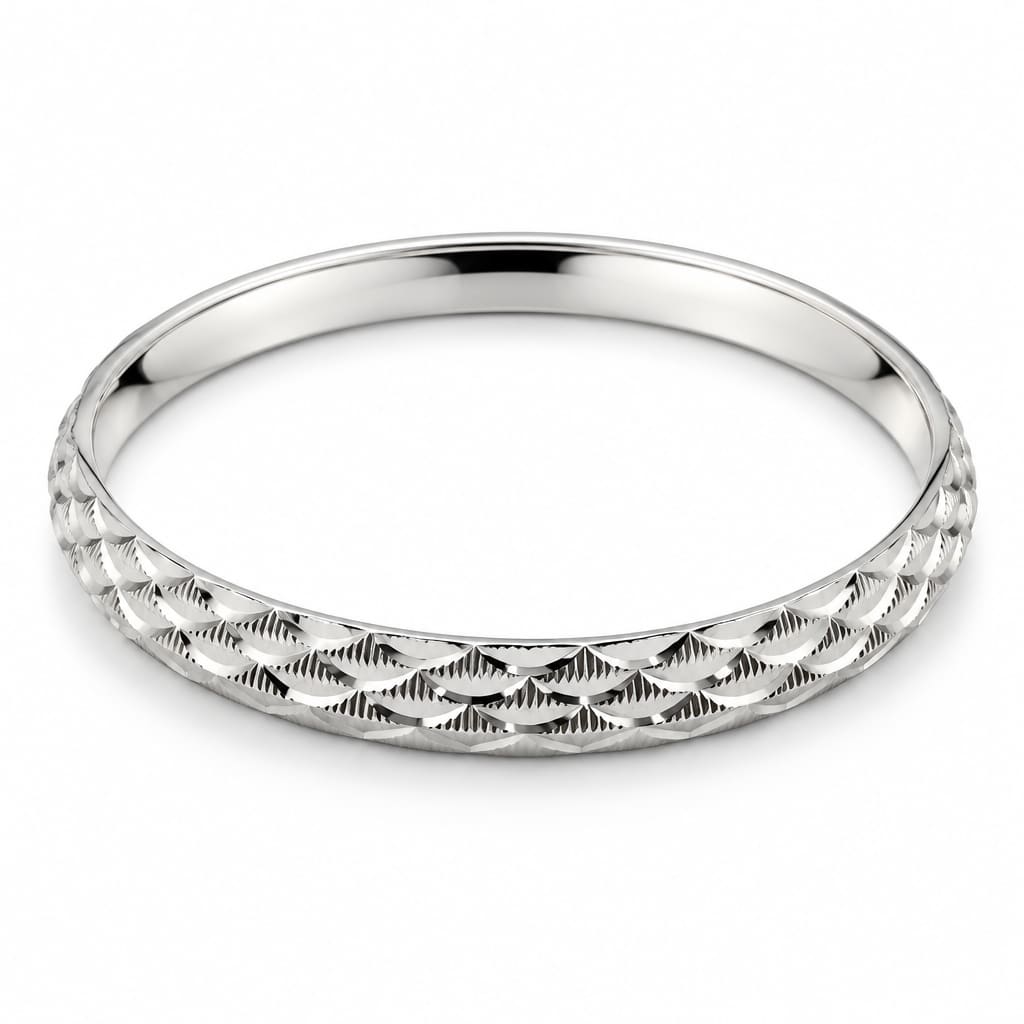 925 Sterling Silver Fish Scale Textured Bangle/Kada