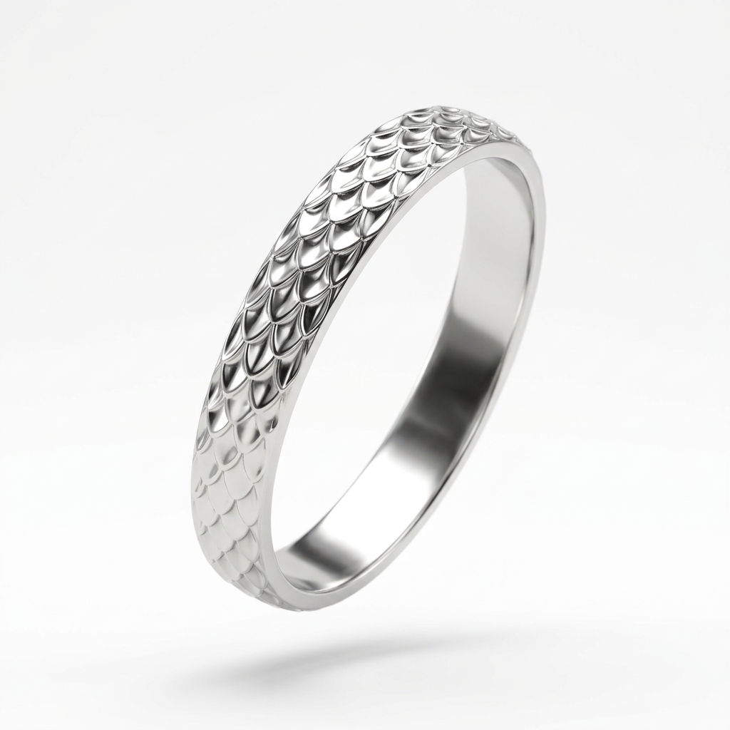925 Sterling Silver Fish Scale Textured Bangle/Kada – view 4