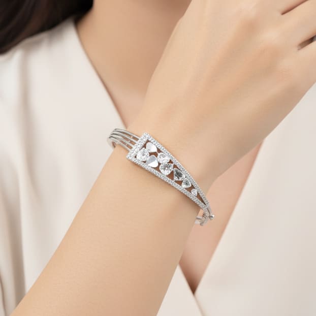 925 Sterling Silver Floral Cutwork Women’s Bracelet | 8g