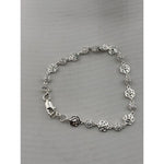 925 Sterling Silver Floral CZ Link Bracelet | 5g
