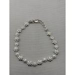 925 Sterling Silver Floral CZ Link Bracelet | 7g - Bracelets