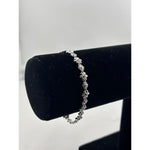 925 Sterling Silver Floral CZ Link Bracelet | 7g - Bracelets