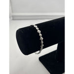 925 Sterling Silver Floral CZ Link Bracelet | 7g - Bracelets