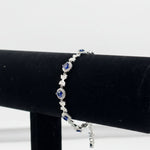925 Sterling Silver Floral CZ Link Bracelet | 9g