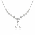 925 Sterling Silver Floral Fan Necklace & Earrings Set –
