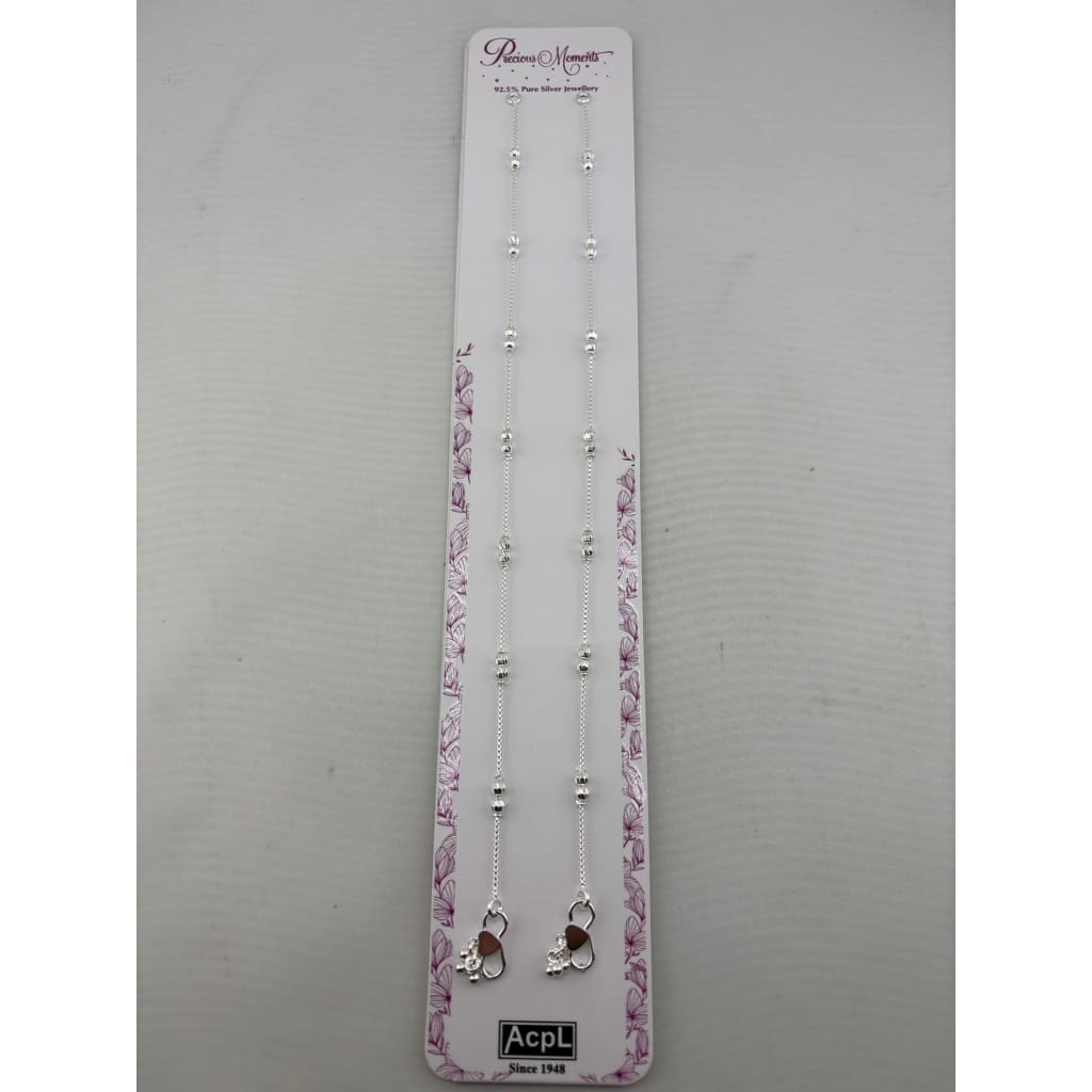 925 sterling silver fluted bead anklet pair
