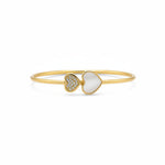 925 Sterling Silver Gold Plated Double Heart Open Bangle