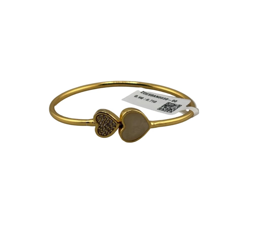 925 Sterling Silver Gold Plated Double Heart Open Bangle