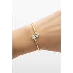 925 Sterling Silver Gold Plated Double Solitaire CZ Open