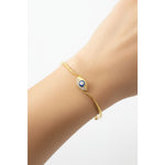 925 Sterling Silver Gold Plated Evil Eye CZ Open Bangle