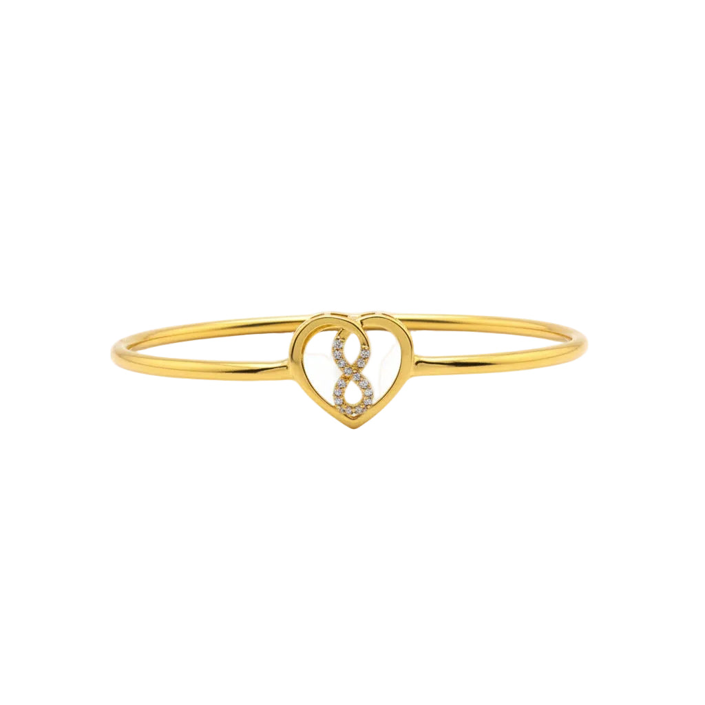 925 Sterling Silver Gold Plated Heart Infinity Open Bangle