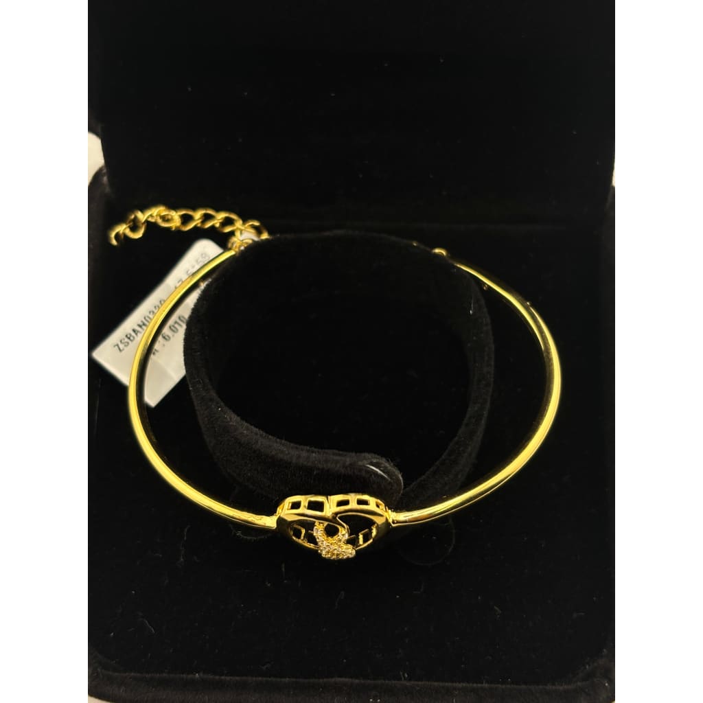 925 Sterling Silver Gold Plated Heart Infinity Open Bangle
