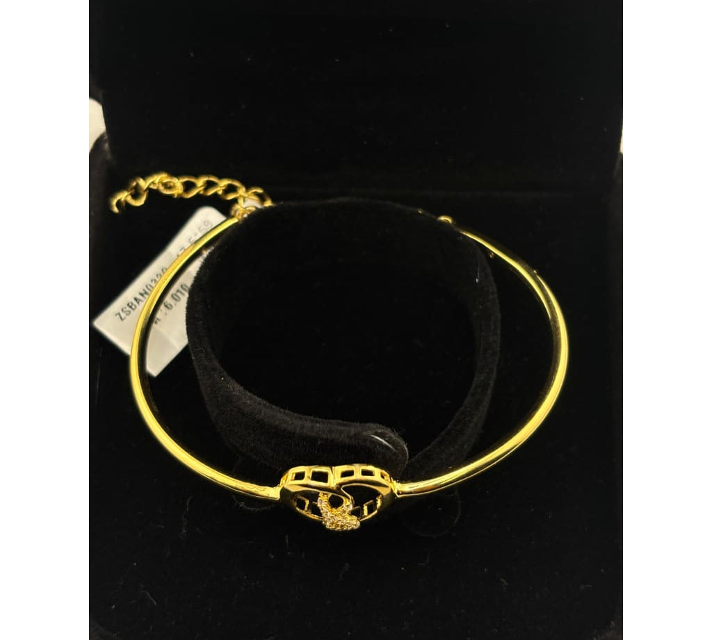 925 Sterling Silver Gold Plated Heart Infinity Open Bangle