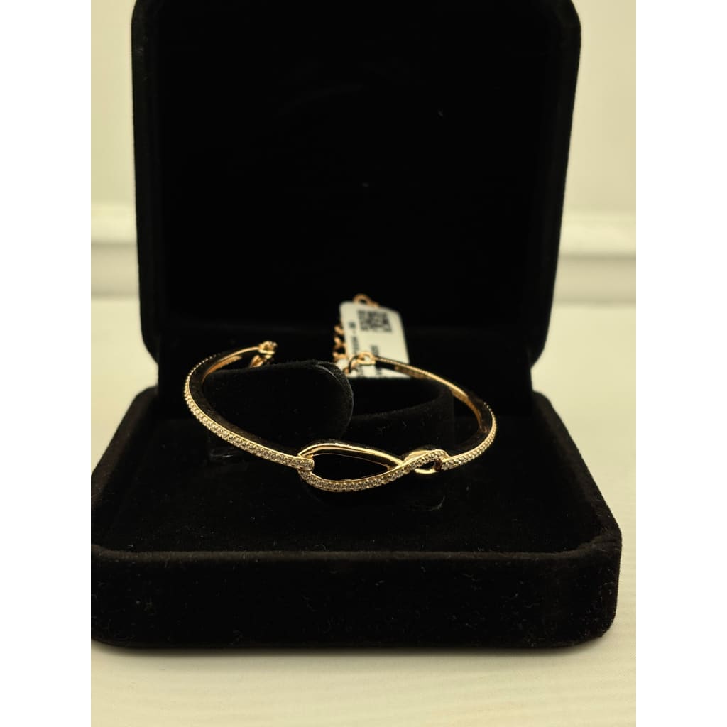 925 Sterling Silver Gold Plated Infinity CZ Bangle Bracelet