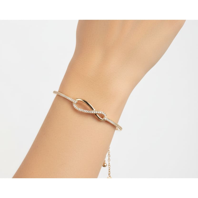 925 Sterling Silver Gold Plated Infinity CZ Bangle Bracelet