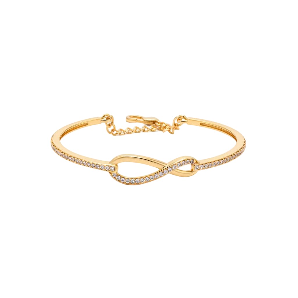 925 Sterling Silver Gold Plated Infinity CZ Bangle Bracelet