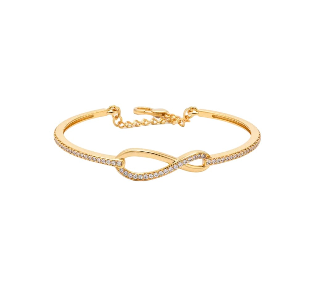925 Sterling Silver Gold Plated Infinity CZ Bangle Bracelet