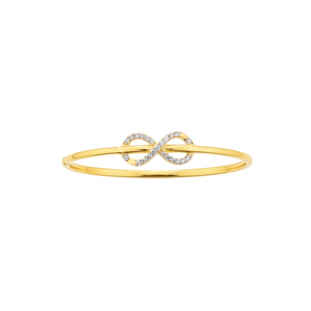 925 Sterling Silver Gold Plated Infinity CZ Open Bangle