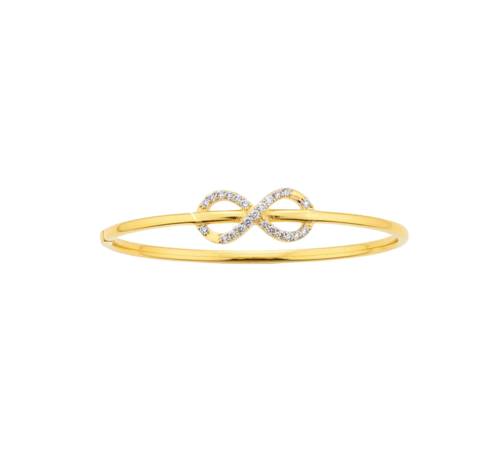 925 Sterling Silver Gold Plated Infinity CZ Open Bangle