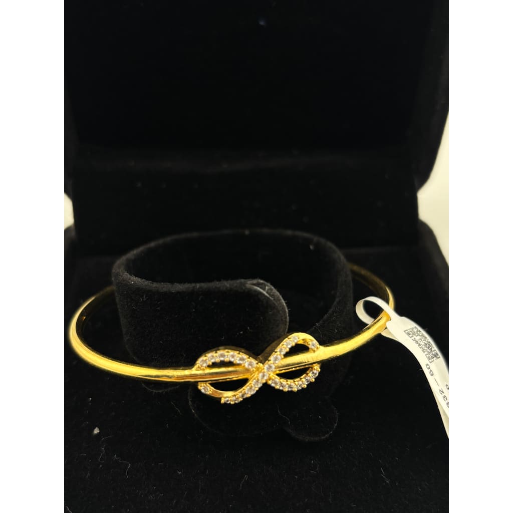 925 Sterling Silver Gold Plated Infinity CZ Open Bangle