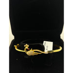 925 Sterling Silver Gold Plated Peacock CZ Open Bangle