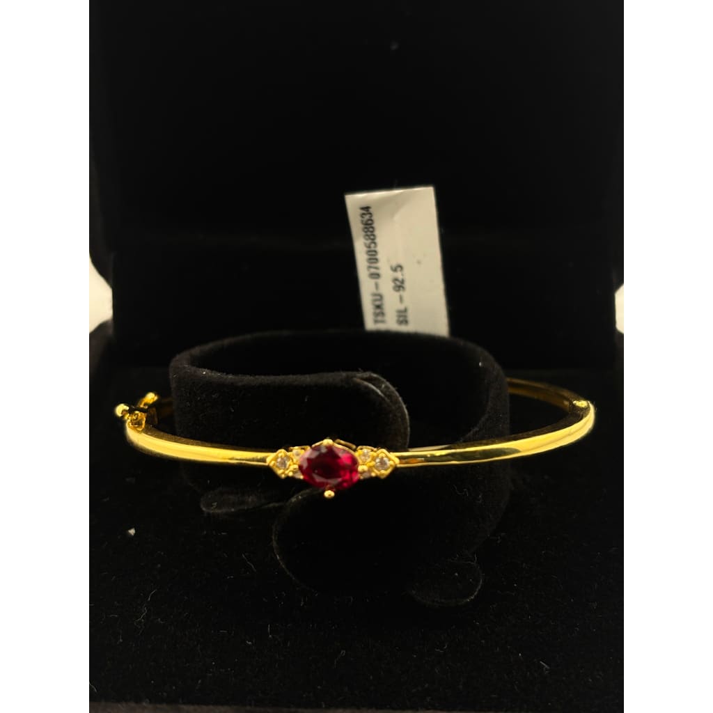 925 Sterling Silver Gold Plated Ruby Red CZ Solitaire Open