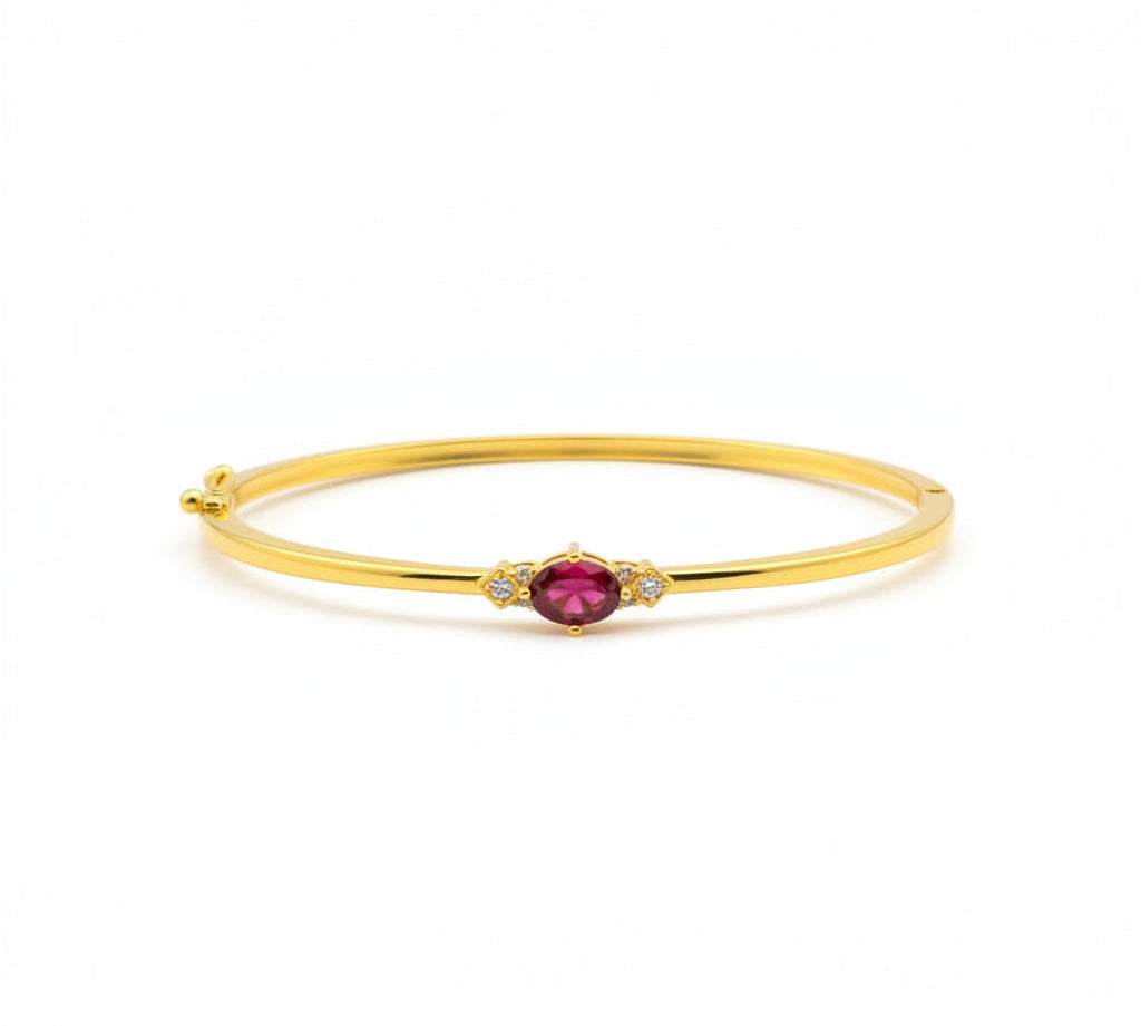 925 Sterling Silver Gold Plated Ruby Red CZ Solitaire Open