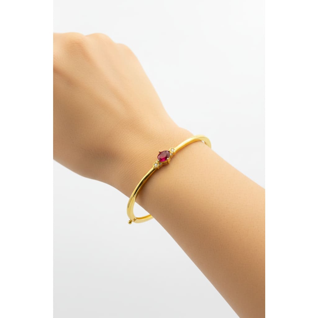 925 Sterling Silver Gold Plated Ruby Red CZ Solitaire Open