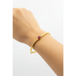925 Sterling Silver Gold Plated Ruby Red CZ Solitaire Open