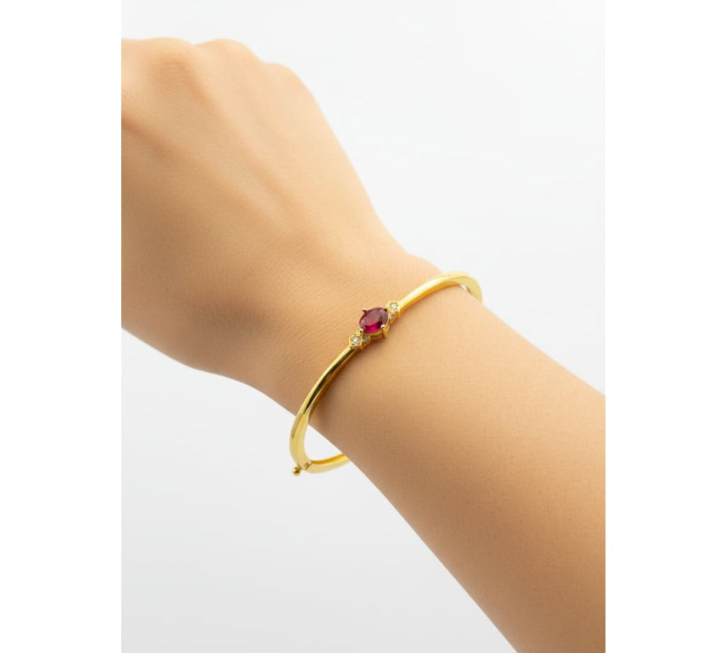 925 Sterling Silver Gold Plated Ruby Red CZ Solitaire Open