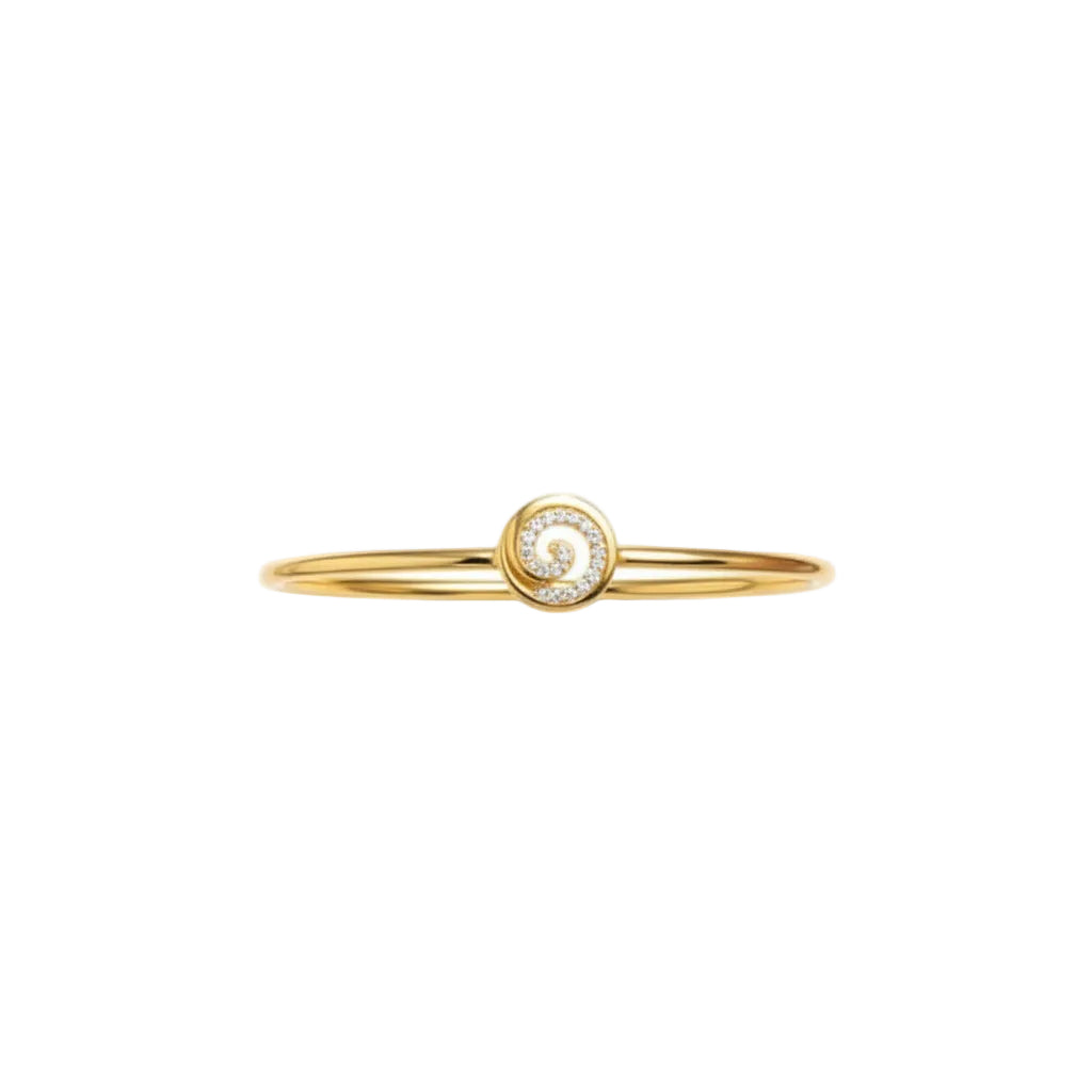 925 Sterling Silver Gold Plated Spiral CZ Open Bangle