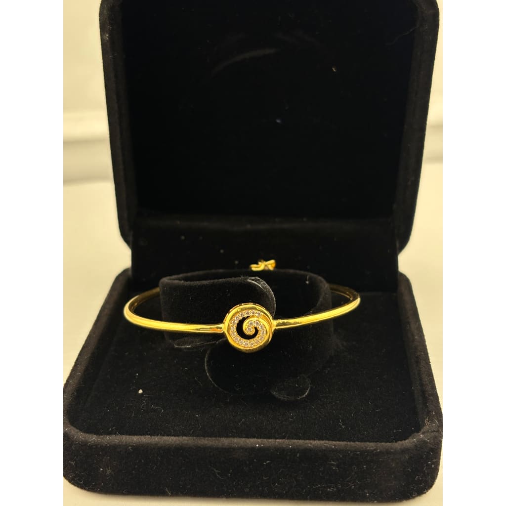 925 Sterling Silver Gold Plated Spiral CZ Open Bangle