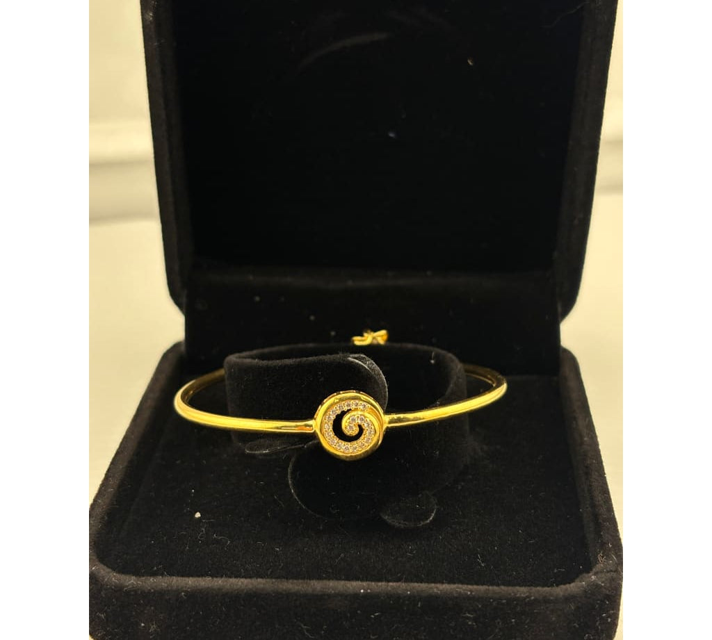 925 Sterling Silver Gold Plated Spiral CZ Open Bangle