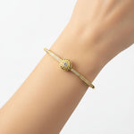 925 Sterling Silver Gold Plated Sunburst CZ Open Bangle