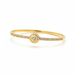925 Sterling Silver Gold Plated Sunburst CZ Open Bangle