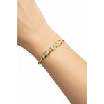 925 Sterling Silver Gold Plated Triple Evil Eye CZ Open