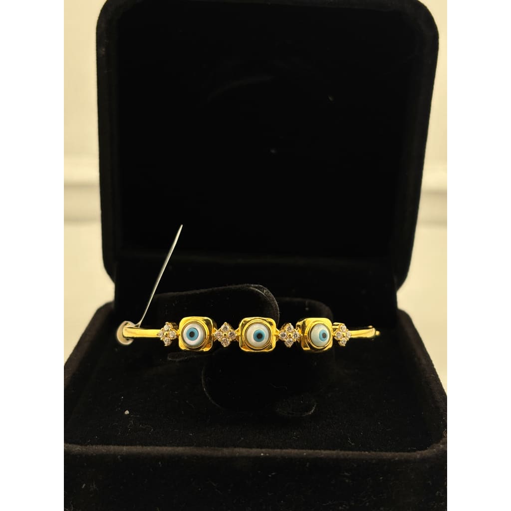 925 Sterling Silver Gold Plated Triple Evil Eye CZ Open
