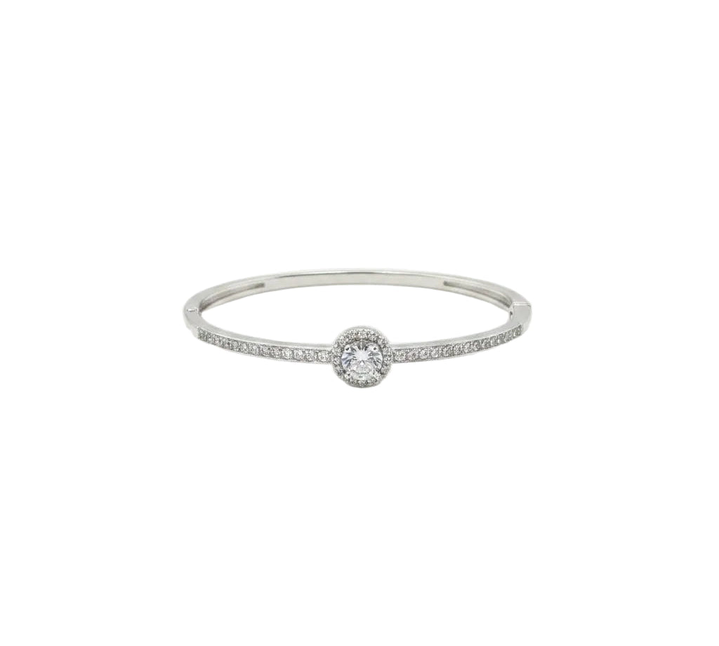 925 Sterling Silver Halo CZ Women’s Bracelet | 8g