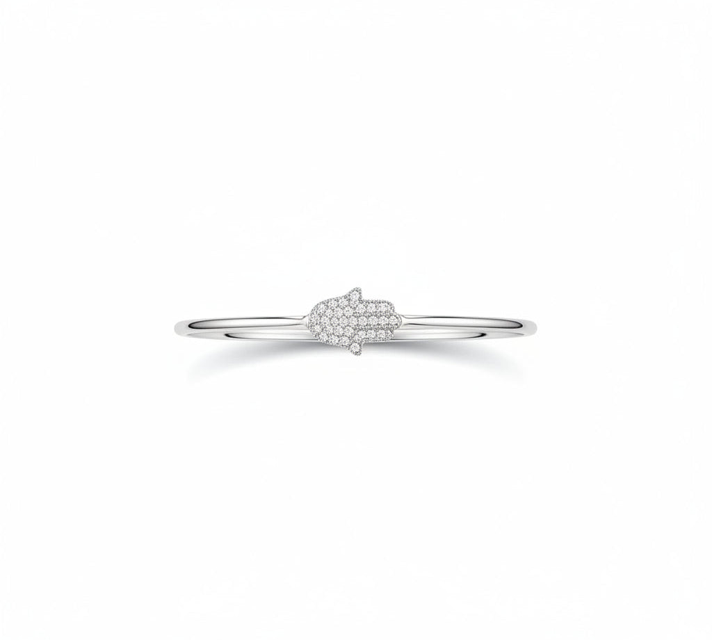 925 Sterling Silver Hamsa Hand CZ Women’s Bracelet | 6g