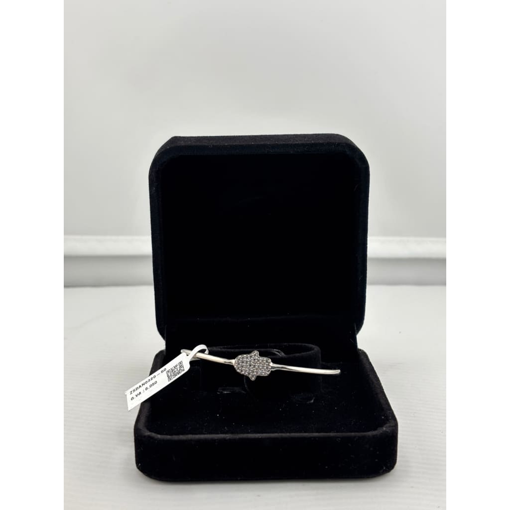 925 Sterling Silver Hamsa Hand CZ Women’s Bracelet | 6g