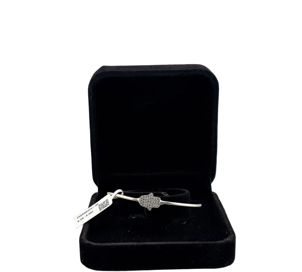925 Sterling Silver Hamsa Hand CZ Women’s Bracelet | 6g