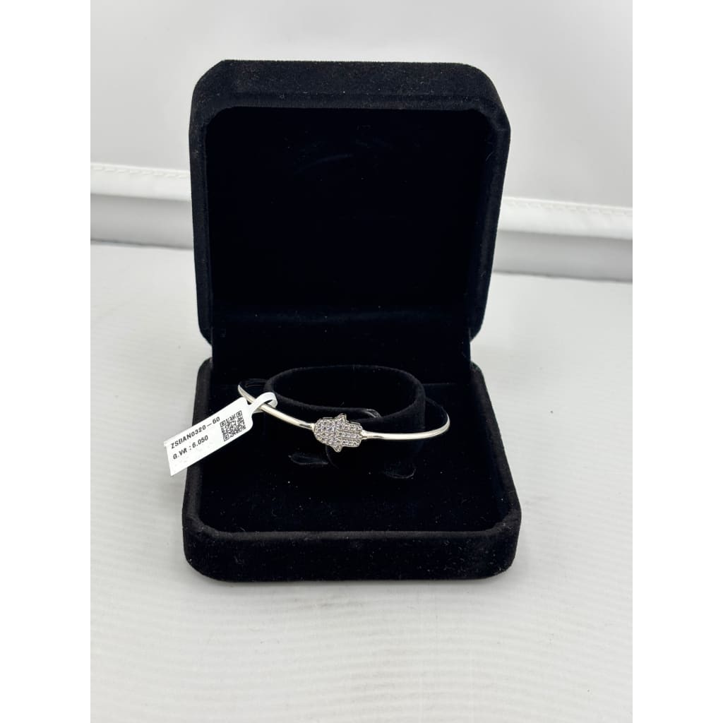 925 Sterling Silver Hamsa Hand CZ Women’s Bracelet | 6g