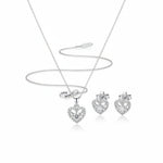 925 Sterling Silver Heart Butterfly CZ Pendant and Earrings