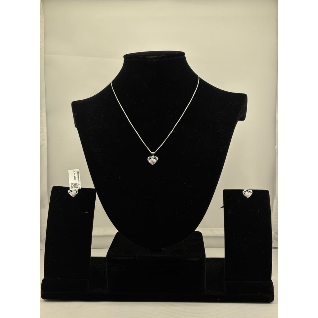 925 Sterling Silver Heart Butterfly CZ Pendant and Earrings