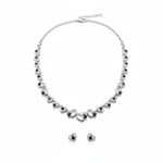 925 Sterling Silver Heart Link CZ Necklace & Earrings Set –