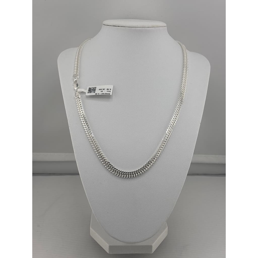 925 Sterling Silver Herringbone Chain Necklace – Textured