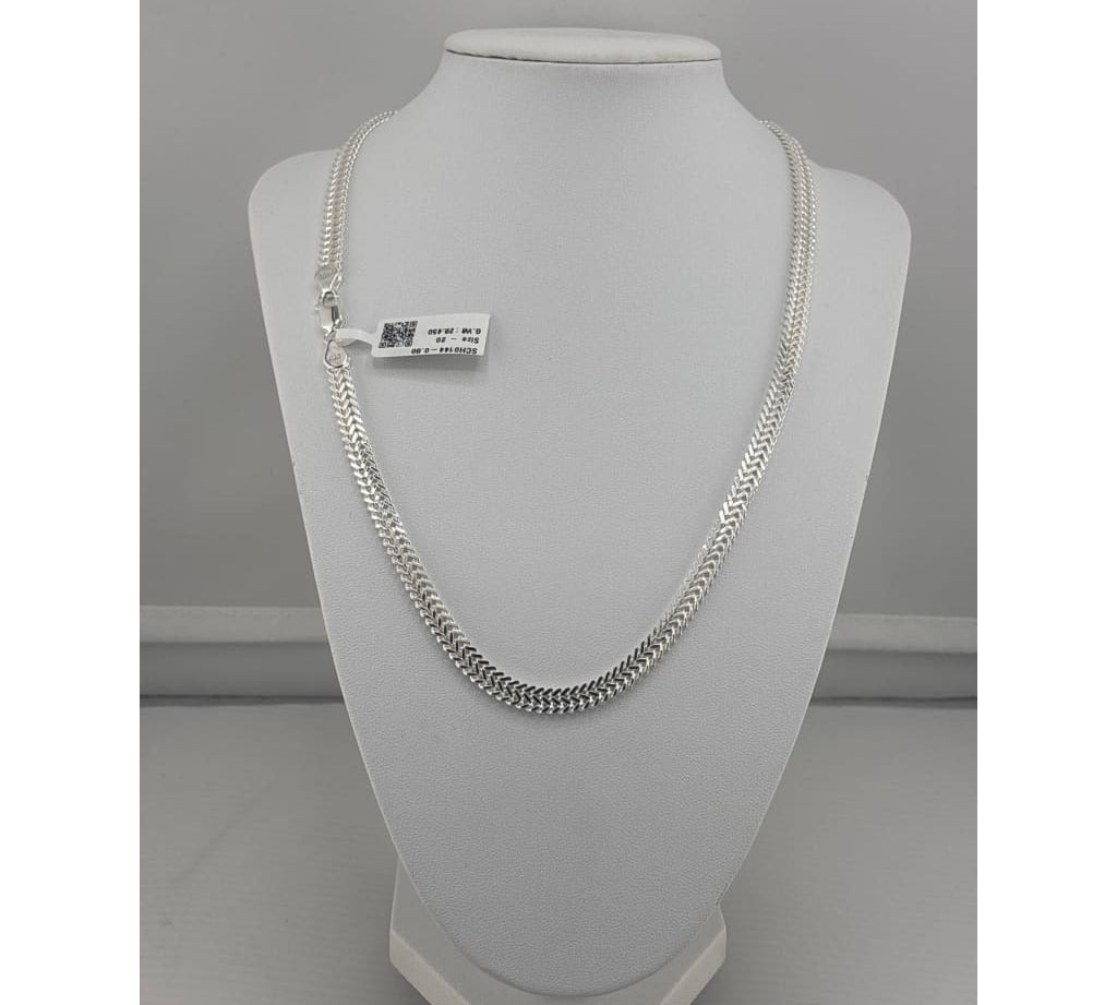 925 Sterling Silver Herringbone Chain Necklace – Textured